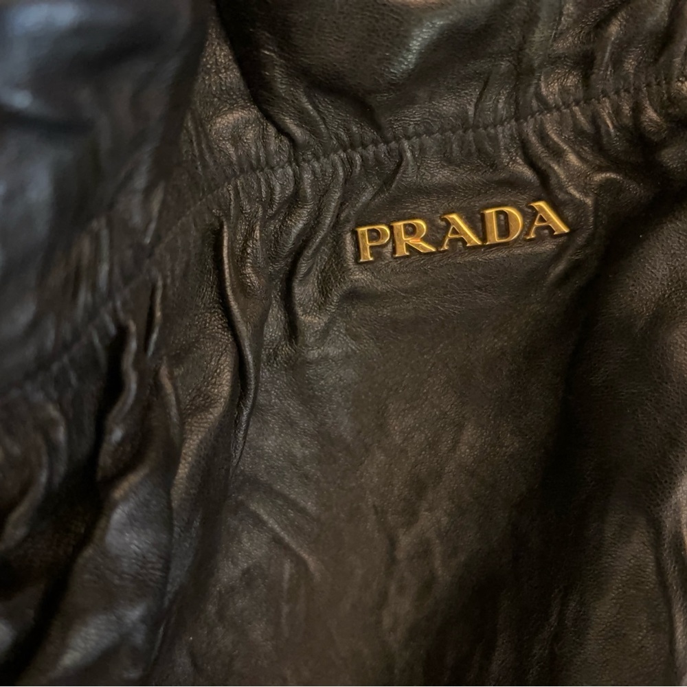 PRADA Black Nappa Antique Leather large Tote Bag 2009 AUTHENTIC EXCELLENT